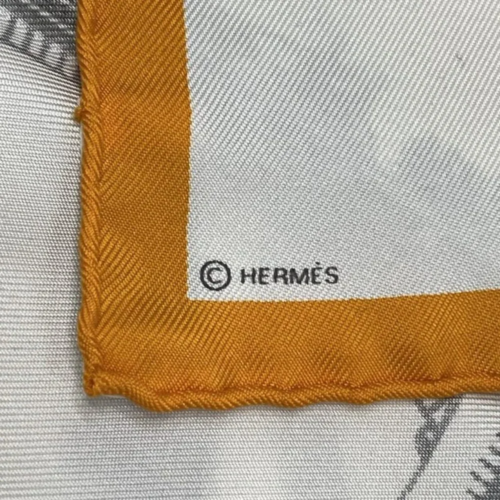 Hermes Scarf Petit Carre White Orange Multi Paris in the Air-l`air X Multi - Picture 2 of 3
